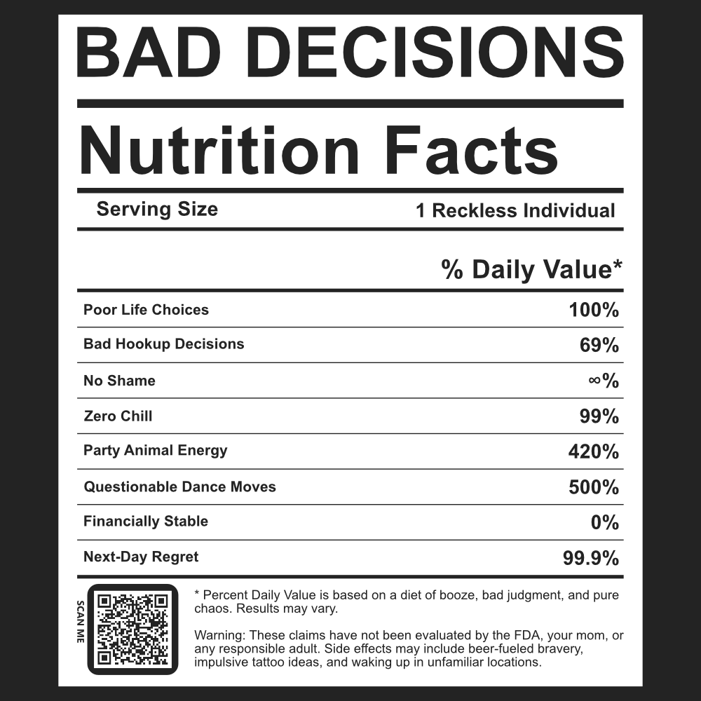 Bad Decisions Nutrition Facts